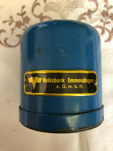 Alte sparkasse spardose blau - alte,